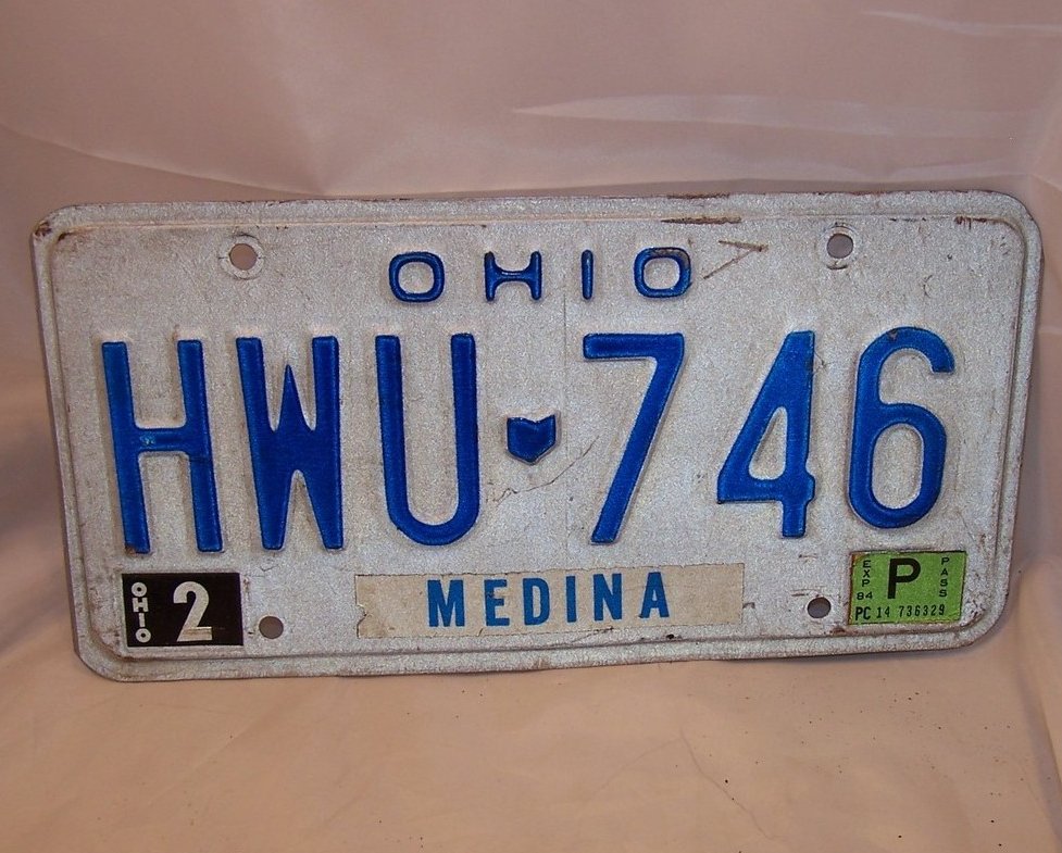HWU 746 Single License Plate, Ohio, 27 Years Old