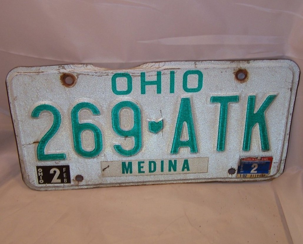 269 ATK Single License Plate, Ohio, 20 Years Old