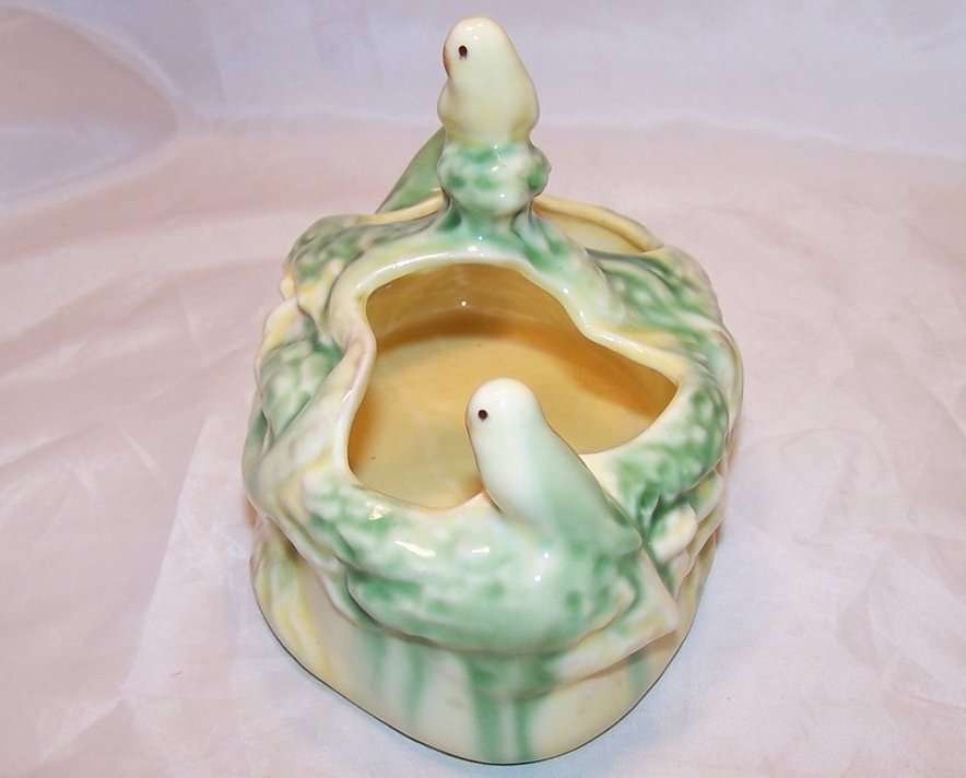 Image 2 of Parakeet Double Ceramic Planter with Three Budgies in Tree
