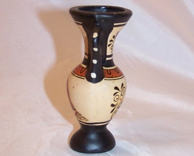 Image 1 of Double Handled Greek Urn with Warrior, Handmade and Painted