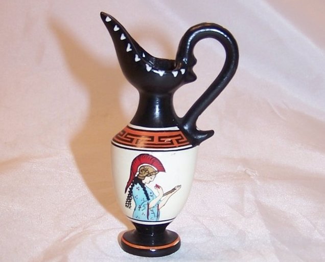 Greek Pitcher with Maiden, Handmade and Hand Painted