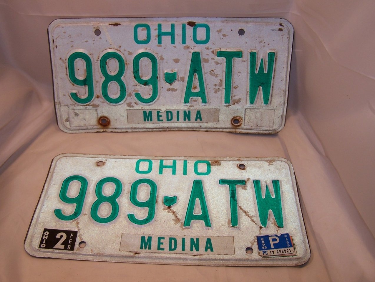 Image 0 of 989 ATW Double License Plate Set, Ohio, 30 Years Old