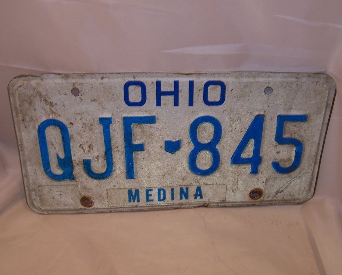 QJF 845 Single License Plate, Ohio