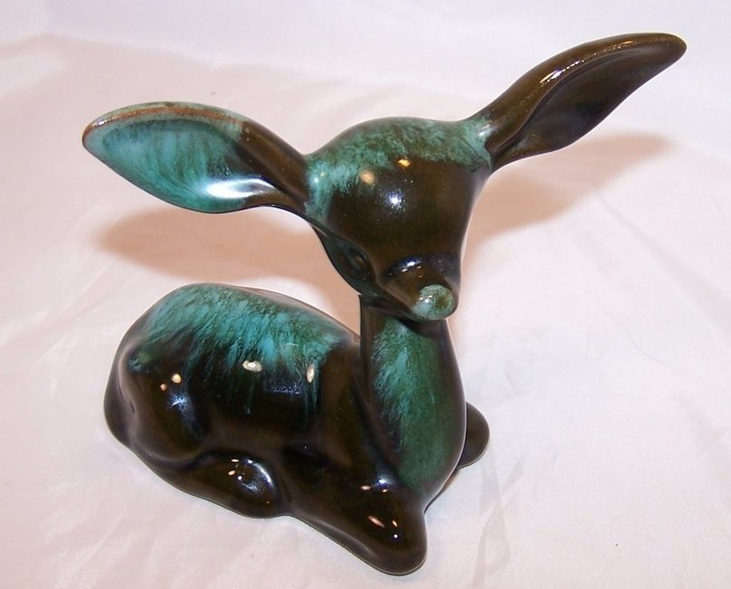 Image 0 of Blue Mountain Pottery Teal, Dark Green Deer, Canada