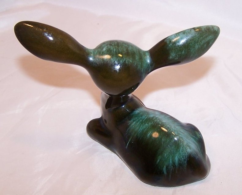 Image 2 of Blue Mountain Pottery Teal, Dark Green Deer, Canada
