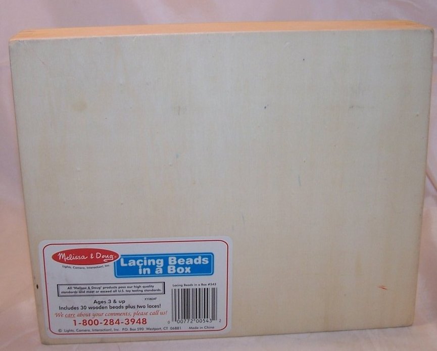 Image 4 of Melissa and Doug 30 Wooden Lacing Beads in Box, Ages 3 up