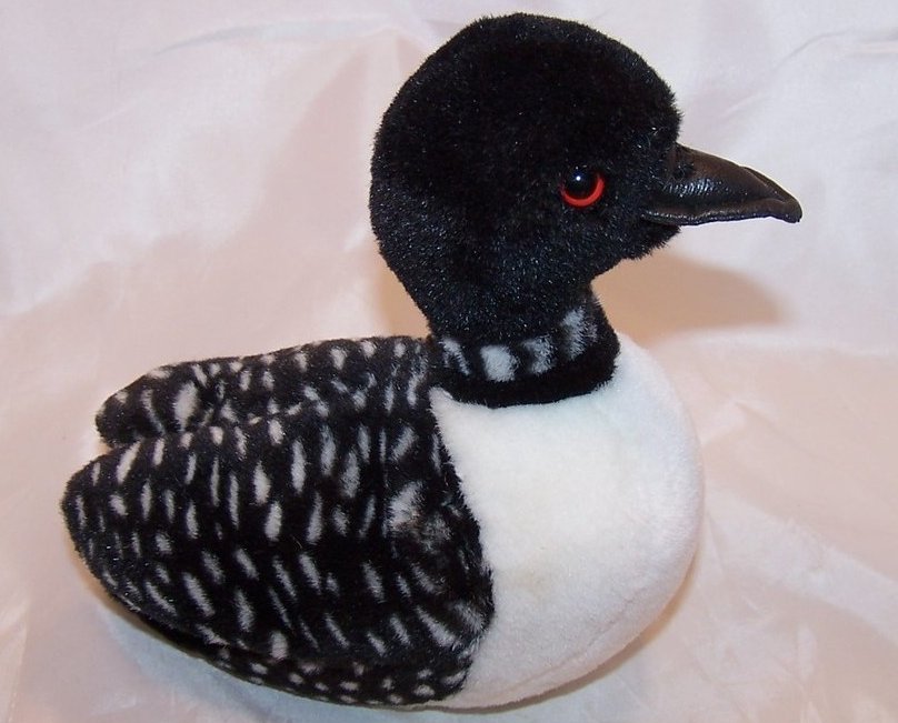 Image 0 of Black and White Loon Water Fowl, Bird Stuffed Plush