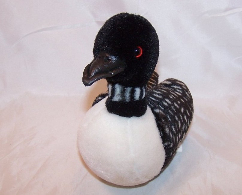 Image 1 of Black and White Loon Water Fowl, Bird Stuffed Plush
