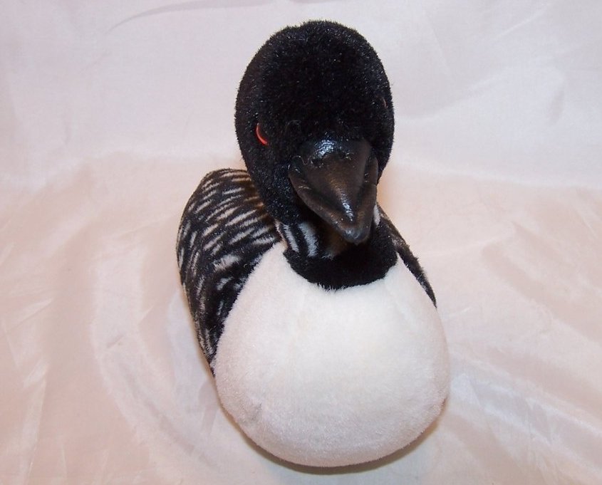 Image 4 of Black and White Loon Water Fowl, Bird Stuffed Plush