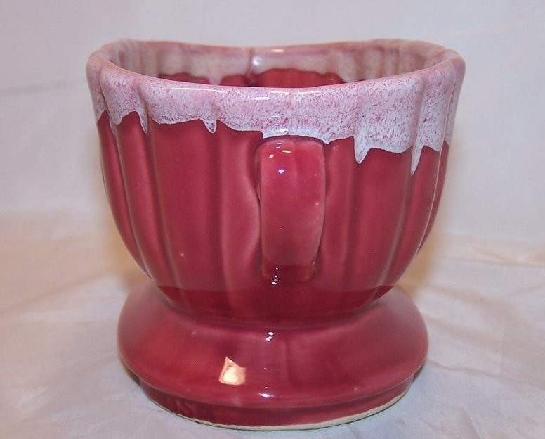 Image 1 of Red, Pink and White Dripware Pottery Planter, USA