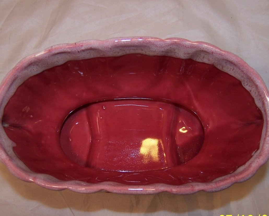 Image 3 of Red, Pink and White Dripware Pottery Planter, USA