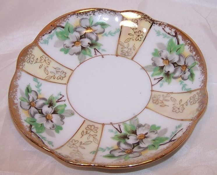 Image 3 of Dogwood Blossoms, Gold, Trimont Ware, Saucer Plate, Japan