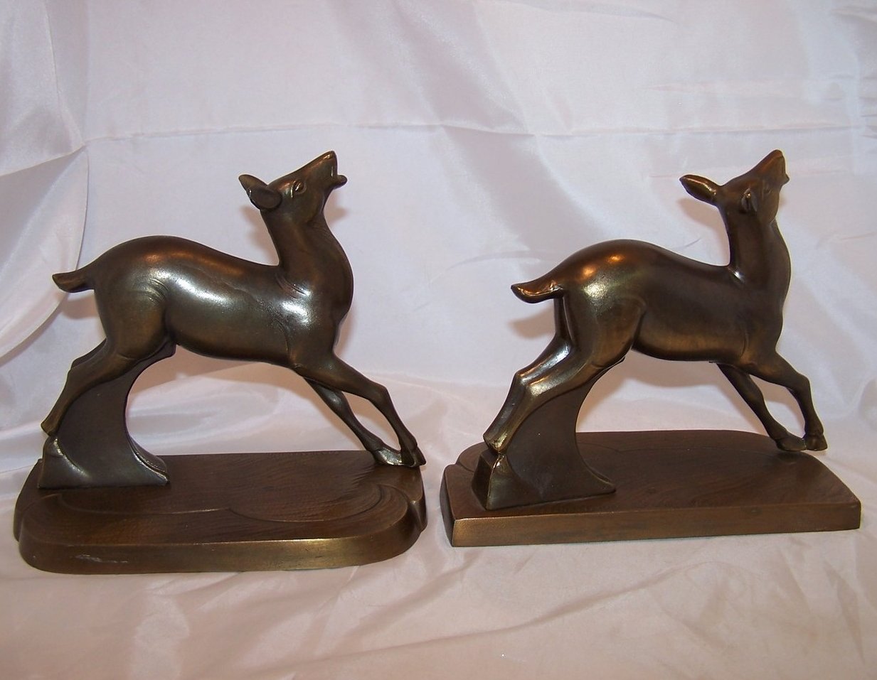 Bookend Brass Deer Set, Art Deco, Frankart Inc.