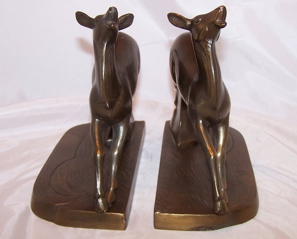 Image 1 of Bookend Brass Deer Set, Art Deco, Frankart Inc.