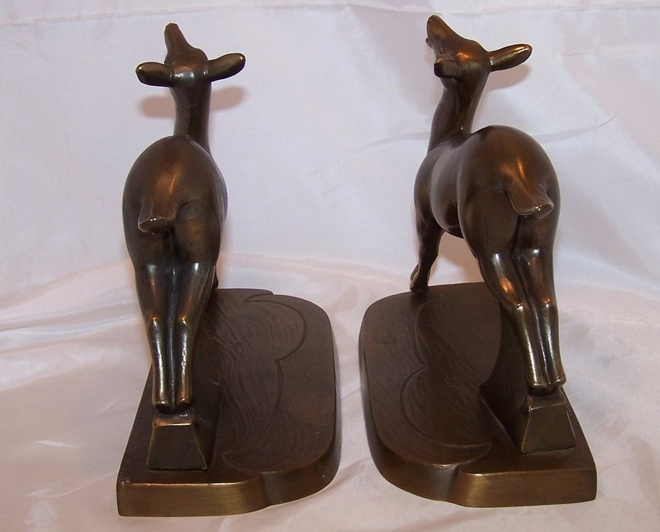 Image 3 of Bookend Brass Deer Set, Art Deco, Frankart Inc.