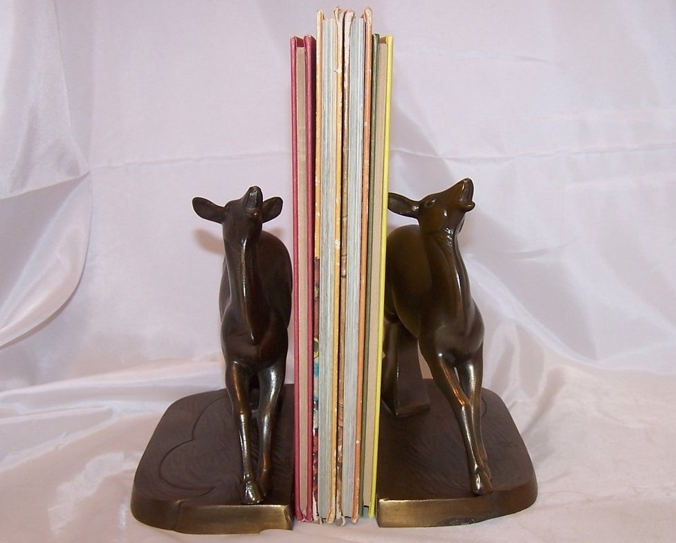 Image 4 of Bookend Brass Deer Set, Art Deco, Frankart Inc.