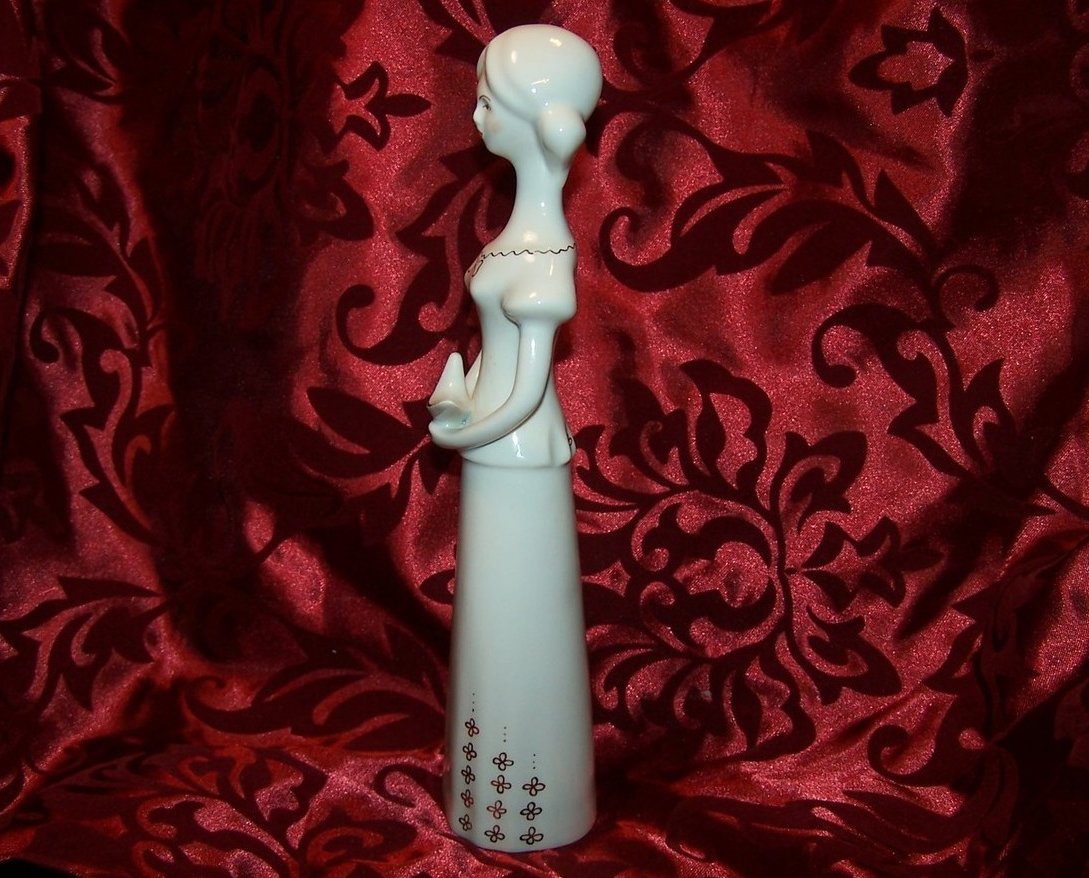 Image 1 of Porcelain Gentle Lady with Bird, by Aquincum, Hungary