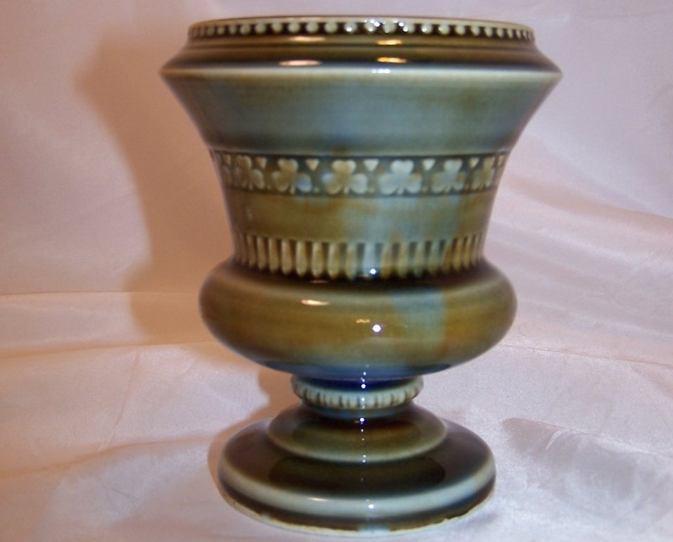 Wade Irish Porcelain Shamrock Vase Urn, Blue and Green