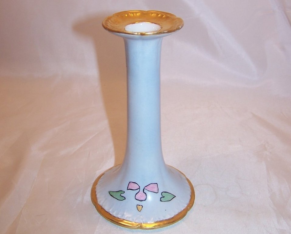  GDA France Blue and Gold Porcelain Candlestick