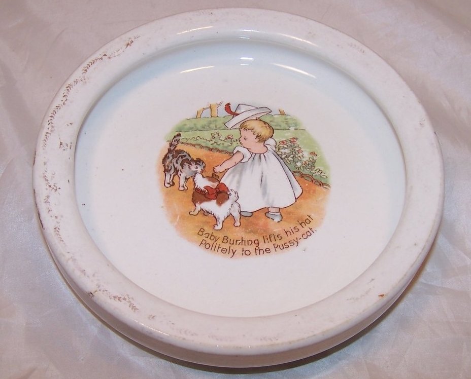 Baby Bunting and Pussy Cat Porcelain Bowl Antique