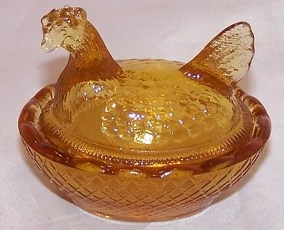 Salt Dip Dish, Orange Glass Chicken, 3 Inches