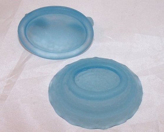 Image 2 of Blue Vaseline Glass Chicken Salt Dip Dish, Almost 2 Inches