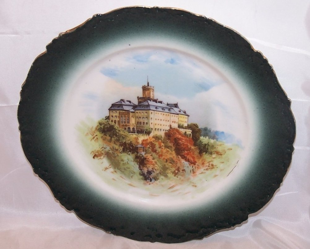 Elite France Castle Plate, Limoges Porcelain, c 1896 to 1920