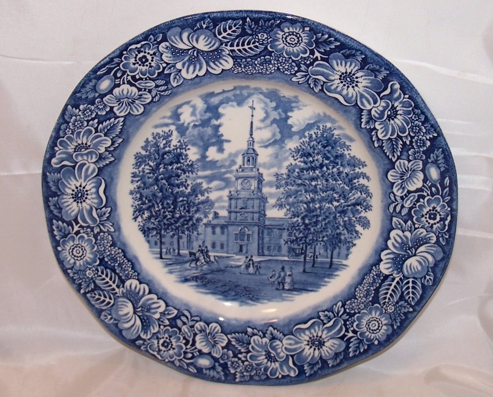 Staffordshire Liberty Blue Independence Hall Plate, England