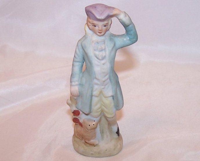 Image 0 of Colonial Man and Dog Figurine, Occupied Japan Japanese