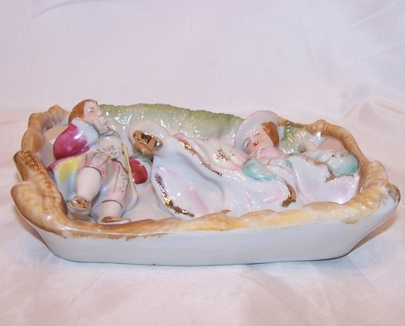 Image 1 of Lady on Swing, Miniature Victorian Scene, Sculpted Porcelain