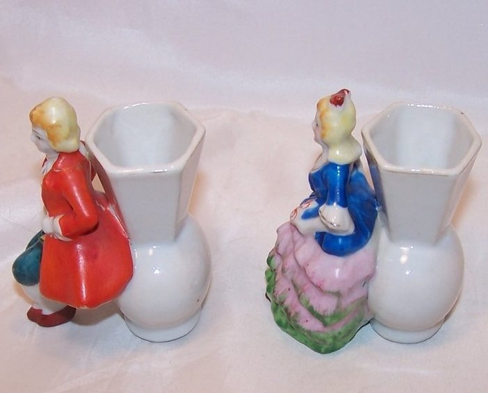 Image 1 of Matching Vase Set, Victorian Lady and Man, Occupied Japan