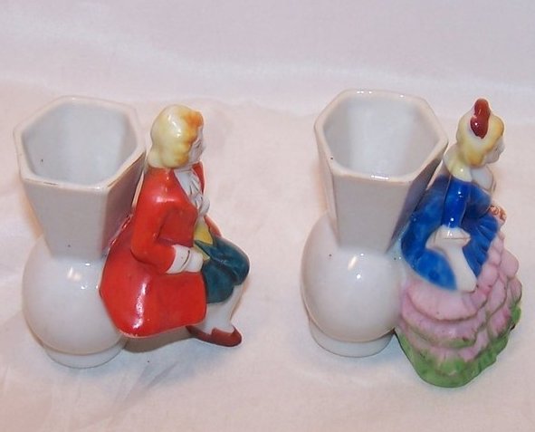 Image 3 of Matching Vase Set, Victorian Lady and Man, Occupied Japan