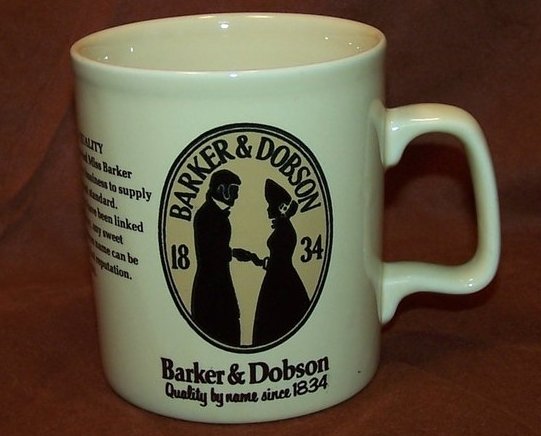 Barker and Dobson Candy Company Advertising Cup Mug, England