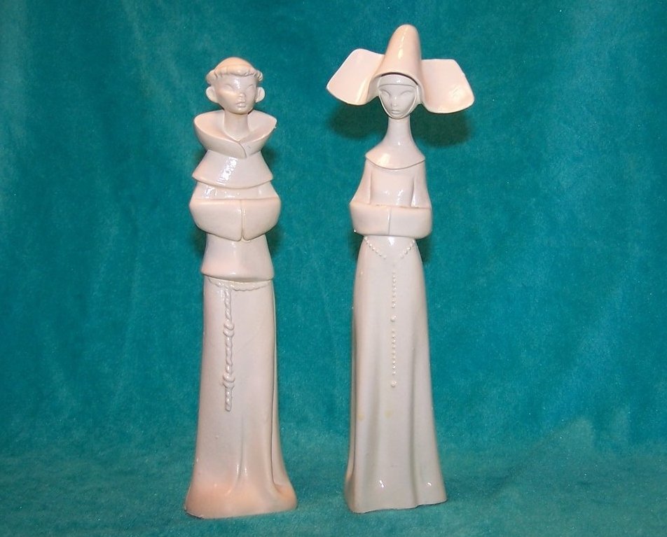 Image 0 of Depose Fontanini Nun and Monk Figurines, Italy, Spider Mark