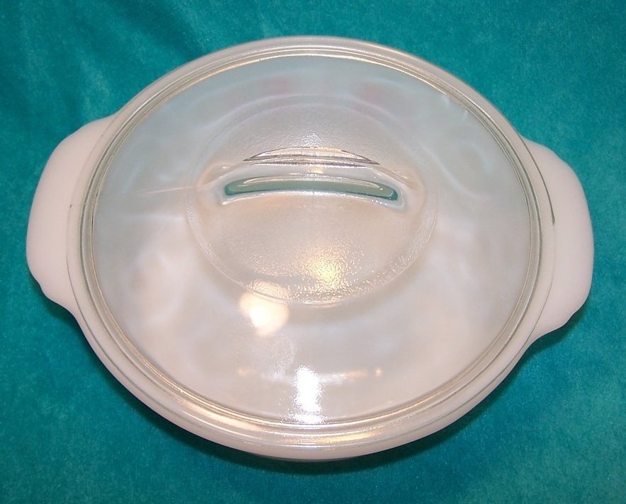 Image 1 of Fire King Primrose Casserole Dish Covered Milk Glass 2 Quart