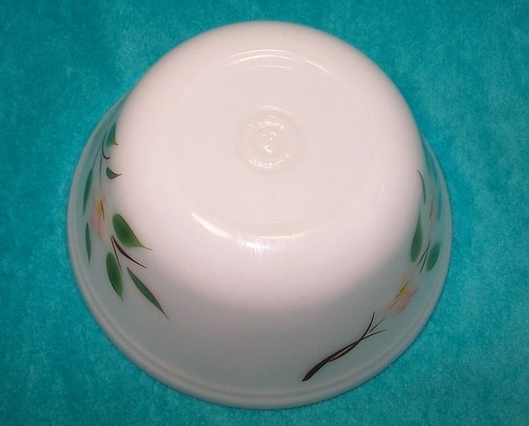 Image 3 of Gay Fad Fire King 8 Inch Apple Blossom Bowl, Milk Glass