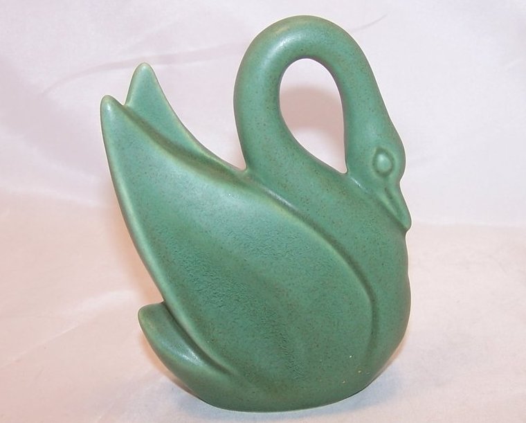Image 2 of Swan Figurine, Classic,  Porcelain, Green Brown Speckled