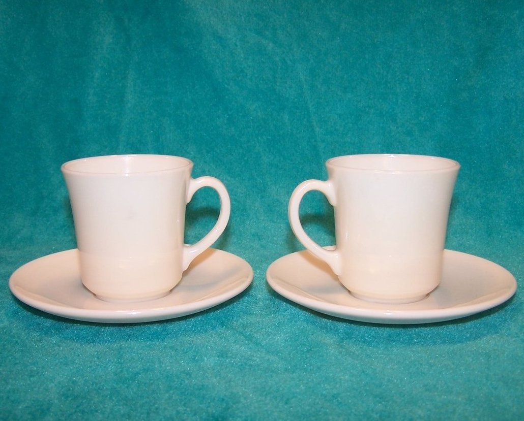 Image 2 of Arcopal White Demitasse Cup Saucer Sets, 2 Cups, 2 Saucers