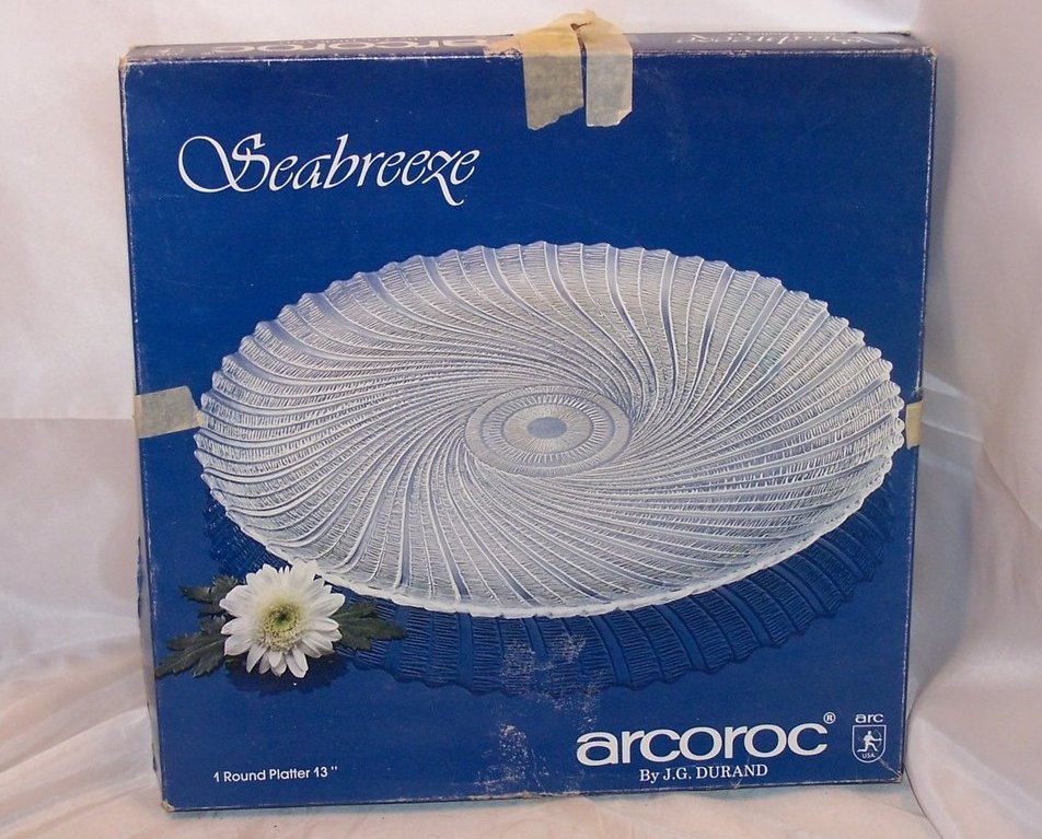 Image 4 of Seabreeze Crystal Platter, Arcoroc, J G Durand, Original Box