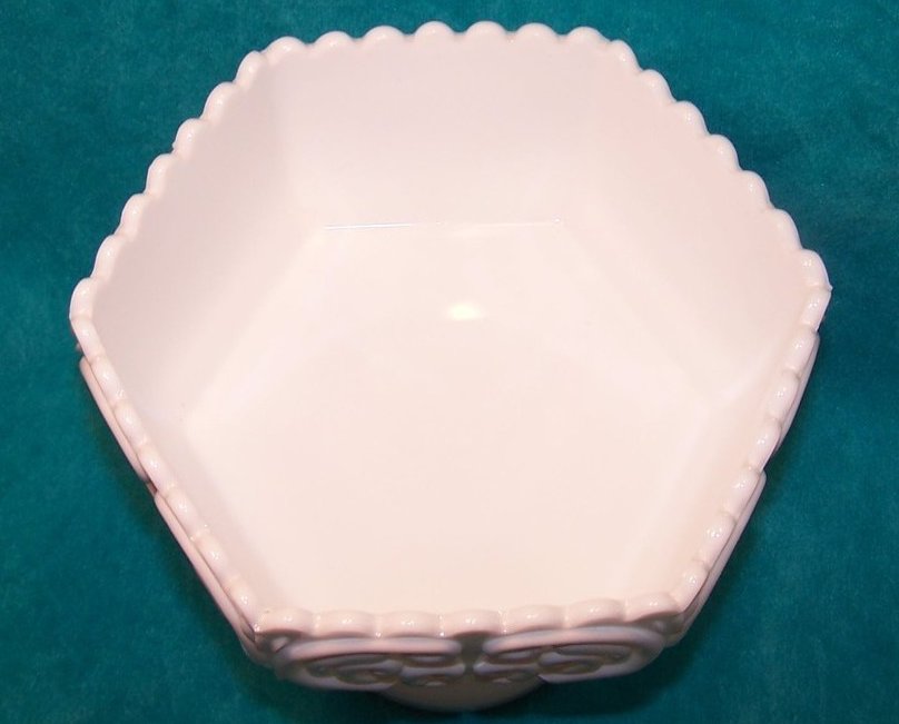 Image 2 of Atterbury Scroll Milk Glass 6 Panel Pedestal Dish, Compote