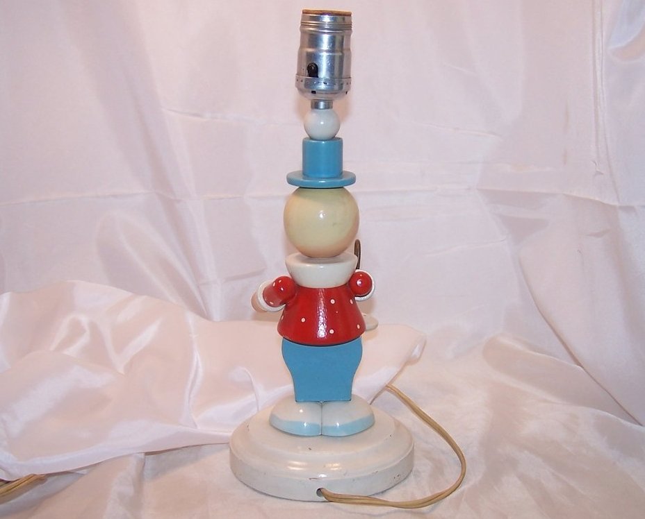 Image 2 of Classic Vintage Wooden Wood Doll Lamp, Nursery Lamp, Works 