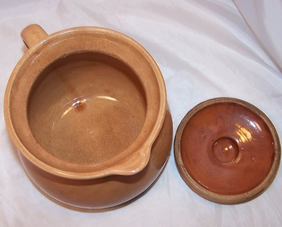 Image 4 of Crock Pitcher 6 Cup Two Tone Lidded Cabinart USA