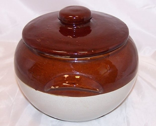 Image 1 of Terrific Two Tone, 10 Cup Lidded Bean Pot, Crock