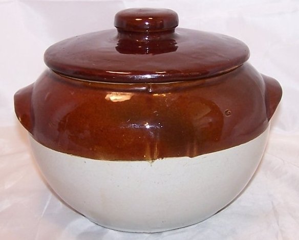 Image 2 of Terrific Two Tone, 10 Cup Lidded Bean Pot, Crock