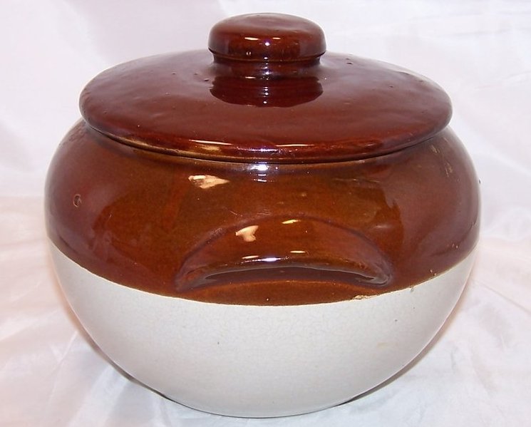 Image 3 of Terrific Two Tone, 10 Cup Lidded Bean Pot, Crock