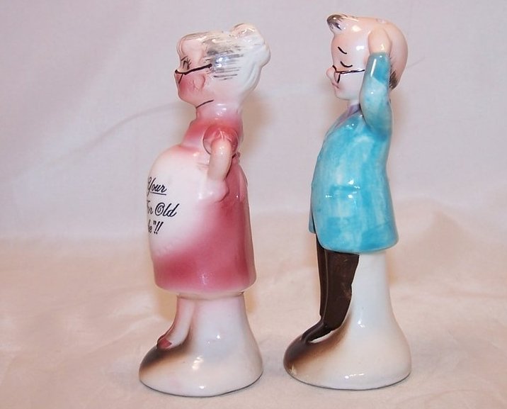 Image 1 of For Old Times Pregnant Couple Salt and Pepper Shakers Shaker