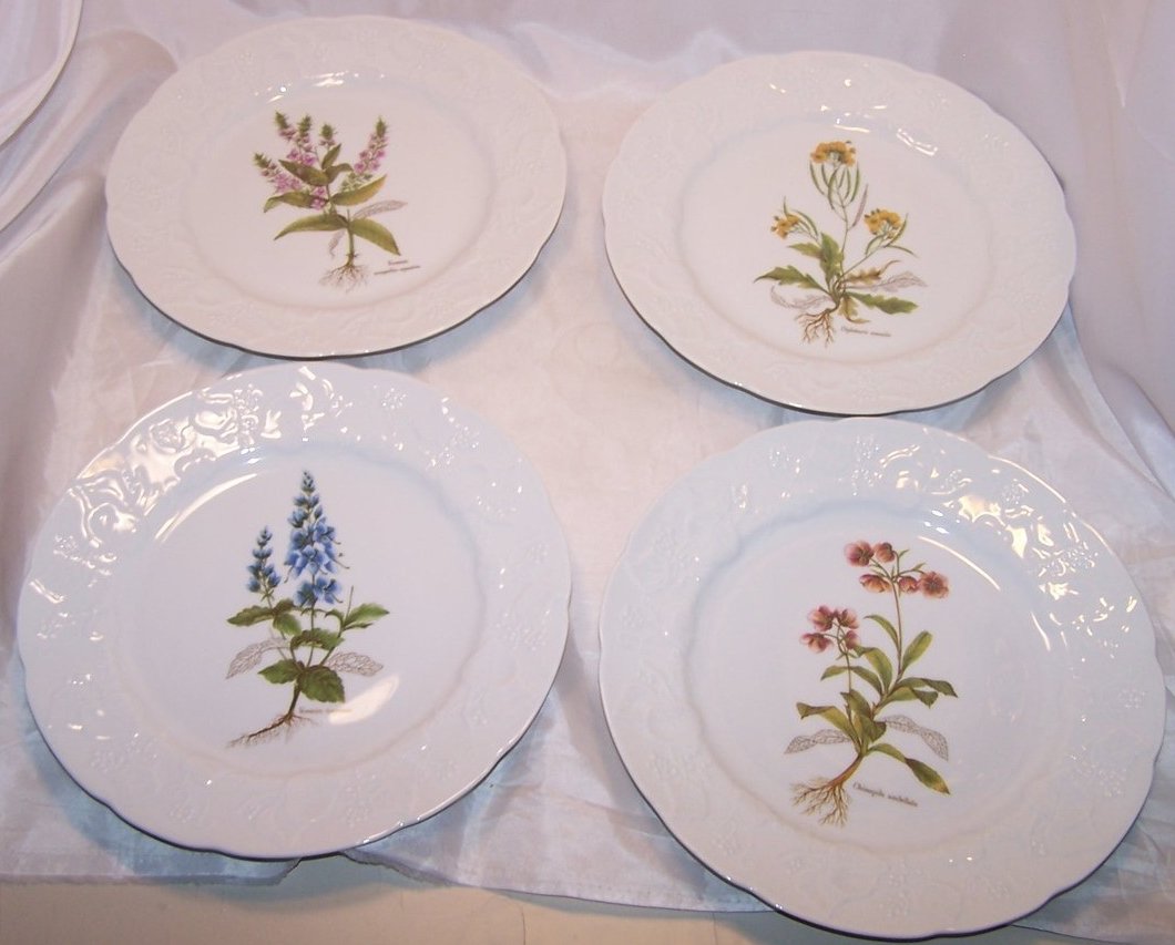 Image 1 of Dansk 4 Berry Design Porcelain Luncheon Plates, Plate France