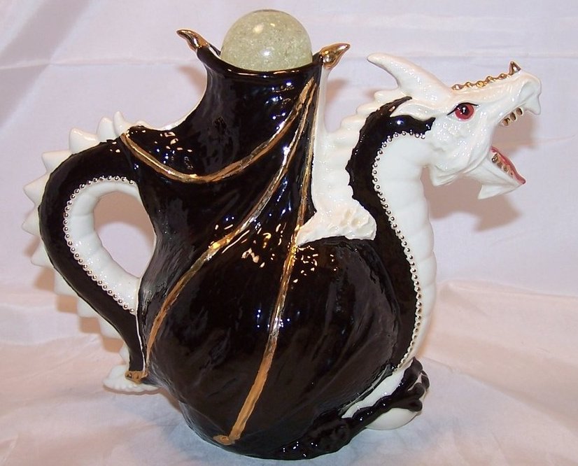 2 C Dark Brown Teapot, Tea Pot w Knobbed Lid, England