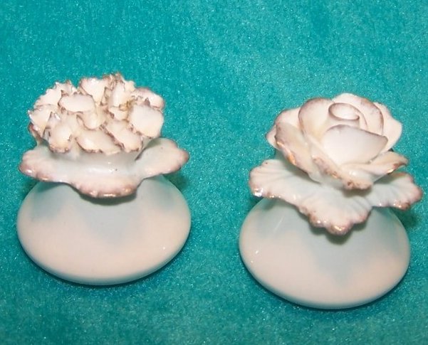Image 1 of Aynsley White, Gold Flower Salt and Pepper Shakers, England