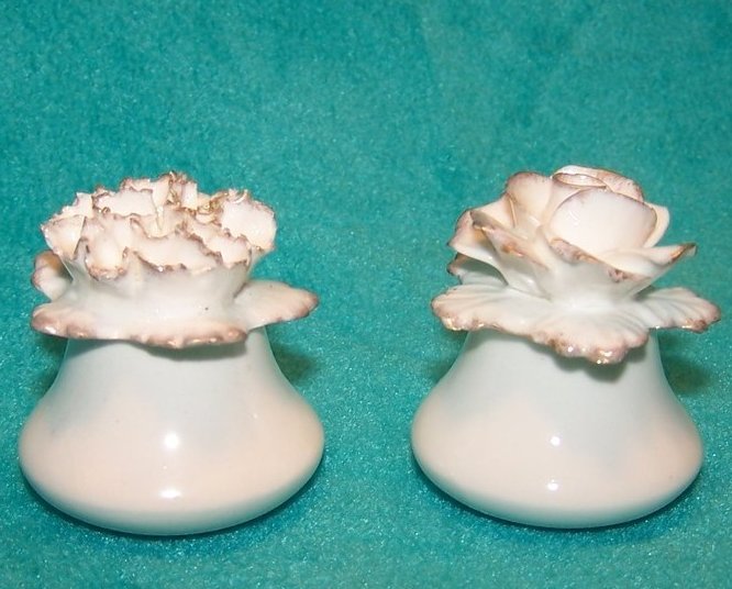Image 2 of Aynsley White, Gold Flower Salt and Pepper Shakers, England